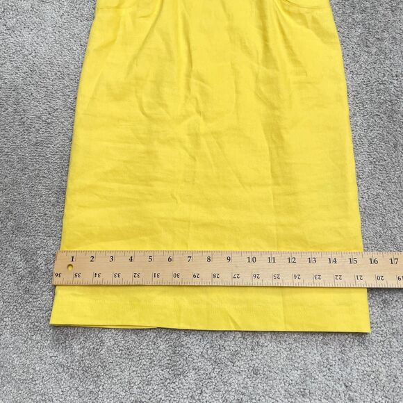 Adrianna Papell Linen Blend Ruched Sheath Midi Dress Womens Petite 2 Yellow Work - Picture 14 of 16